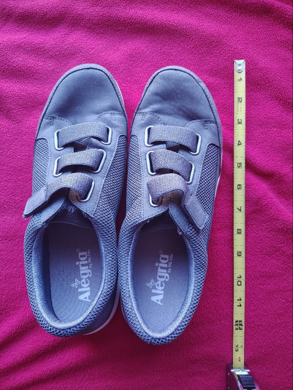 Size 41 Alegria Gray Slip-On Women's Sneakers with Hook-and-Loop Straps